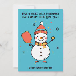 Aangepaste tekst Dinking Snowman Feestdagenkaart