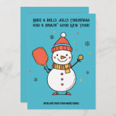 Aangepaste tekst Dinking Snowman Feestdagenkaart (Voorkant / Achterkant)