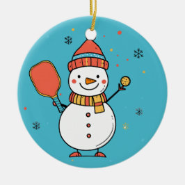 Aangepaste tekst Dinking Snowman Keramisch Ornament
