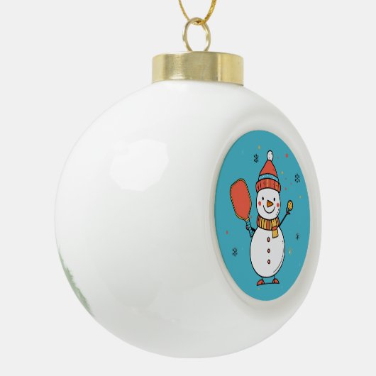 Aangepaste tekst Dinking Snowman Keramische Bal Ornament (Links)