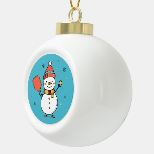Aangepaste tekst Dinking Snowman Keramische Bal Ornament (Rechts)