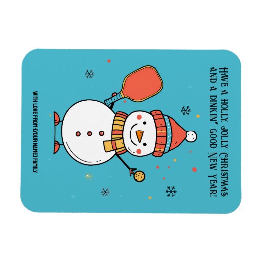 Aangepaste tekst Dinking Snowman Magneet (Horizontaal)