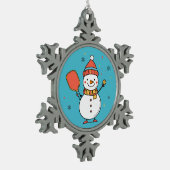 Aangepaste tekst Dinking Snowman Tin Sneeuwvlok Ornament (Links)