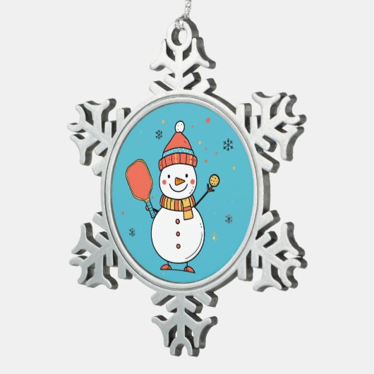 Aangepaste tekst Dinking Snowman Tin Sneeuwvlok Ornament (Rechts)
