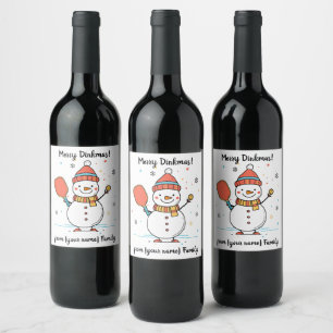 Aangepaste tekst Dinking Snowman Wijn Etiket