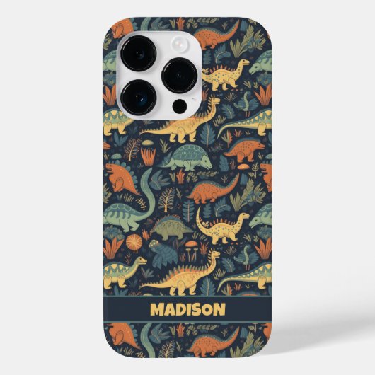 Aangepaste tekst Dinosaurus Patroon Case-Mate iPhone Case (Achterkant)