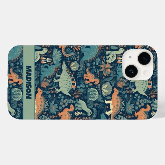 Aangepaste tekst Dinosaurus Patroon Case-Mate iPhone Case (Achterkant (horizontaal))