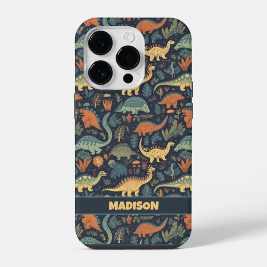 Aangepaste tekst Dinosaurus Patroon iPhone Hoesje (Achterkant)