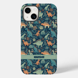 Aangepaste tekst Dinosaurus Patroon iPhone 14 Hoesje