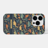 Aangepaste tekst dinosauruspatroon iPhone hoesje (Achterkant horizontaal)