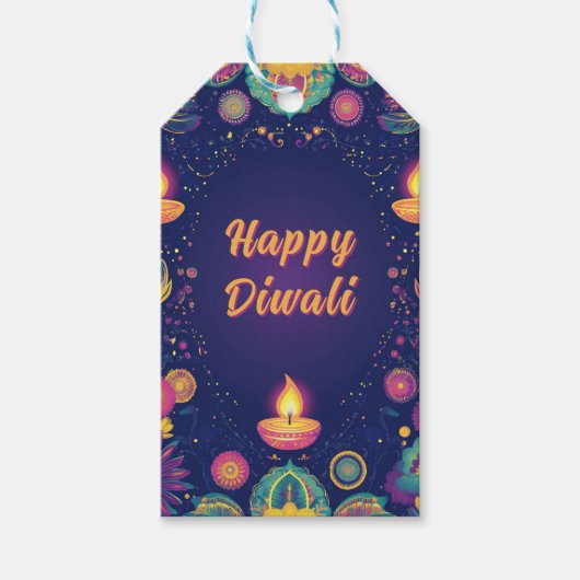 Aangepaste tekst, Diwali Bliss Label – Light & Joy Cadeaulabel (Voorkant)