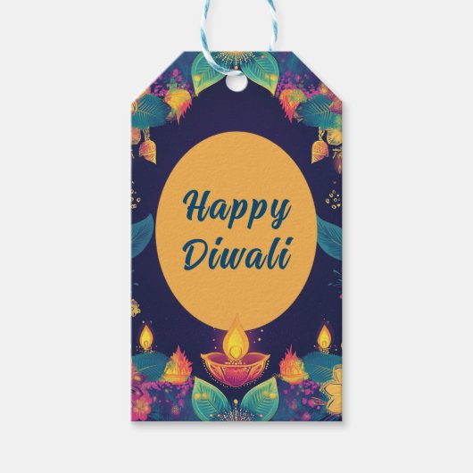 Aangepaste tekst, Diwali Brilliance-Label Cadeaulabel (Voorkant)