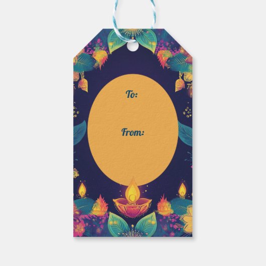 Aangepaste tekst, Diwali Brilliance-Label Cadeaulabel (Achterkant)