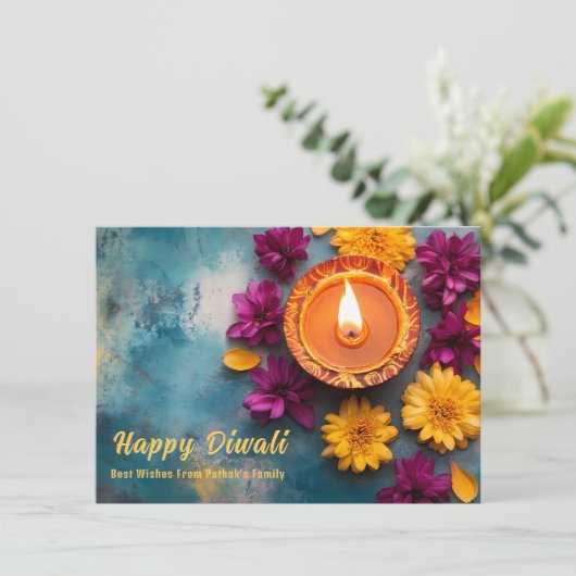 Aangepaste tekst, Diwali Delight Feestdagenkaart (Staand voorkant)