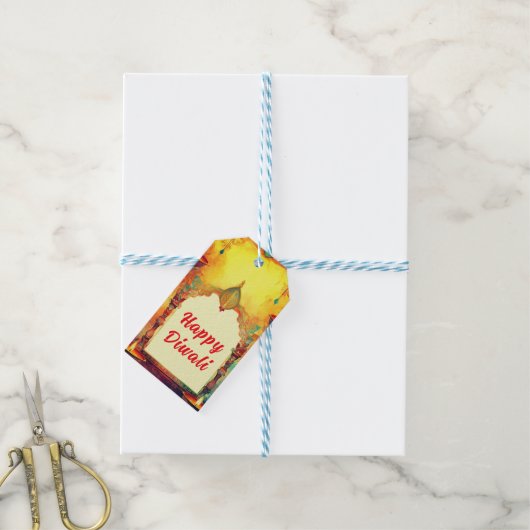 Aangepaste tekst, Diwali Delight Label Cadeaulabel (Met Touw)