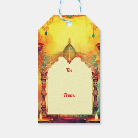 Aangepaste tekst, Diwali Delight Label Cadeaulabel (Achterkant)