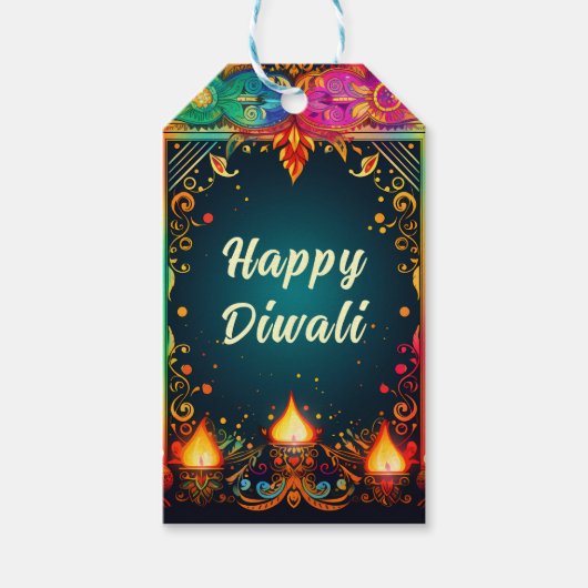 Aangepaste tekst, Diwali Elegance Label – Shine &  Cadeaulabel (Voorkant)