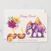 Aangepaste tekst, Diwali Elephant Grace Feestdagenkaart (Voorkant)