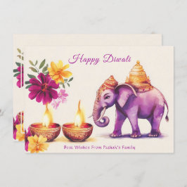 Aangepaste tekst, Diwali Elephant Grace Feestdagenkaart