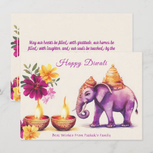 Aangepaste tekst, Diwali Elephant Grace Feestdagenkaart