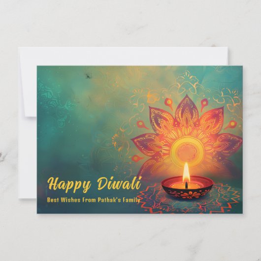 Aangepaste tekst, Diwali etherische lichten Feestdagenkaart (Voorkant)