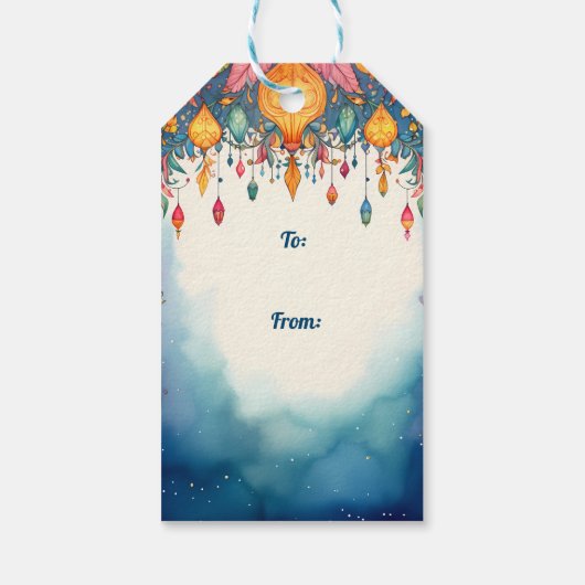 Aangepaste tekst, Diwali Feestelijk & Helder Cadeaulabel (Achterkant)