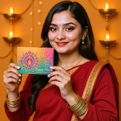 Aangepaste tekst, Diwali Festival Glow Feestdagenkaart
