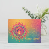 Aangepaste tekst, Diwali Festival Glow Feestdagenkaart (Staand voorkant)
