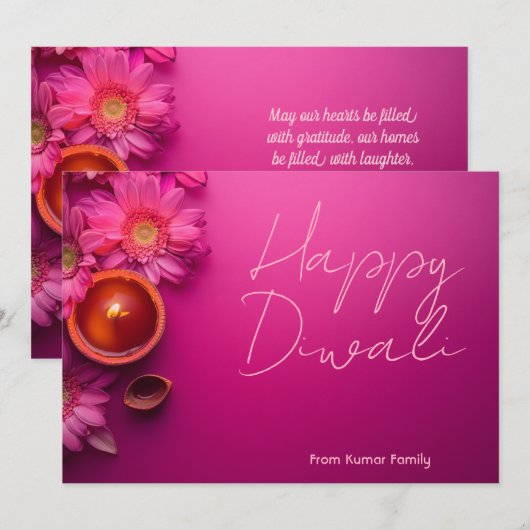 Aangepaste tekst Diwali Gerbera Glow kaart (Voorkant / Achterkant)