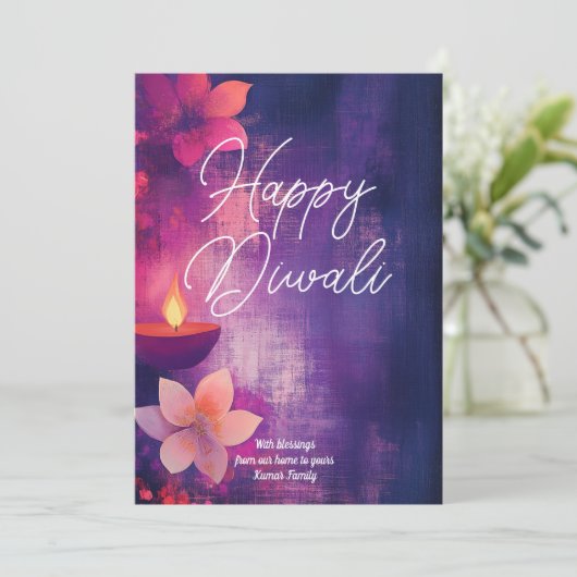 Aangepaste tekst Diwali Glow & Grace Kaart (Staand voorkant)