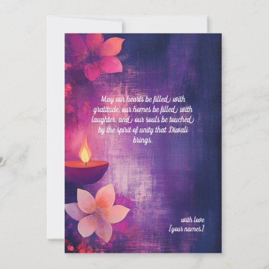 Aangepaste tekst Diwali Glow & Grace Kaart (Achterkant)