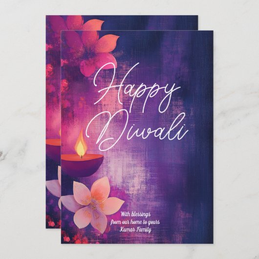 Aangepaste tekst Diwali Glow & Grace Kaart (Voorkant / Achterkant)
