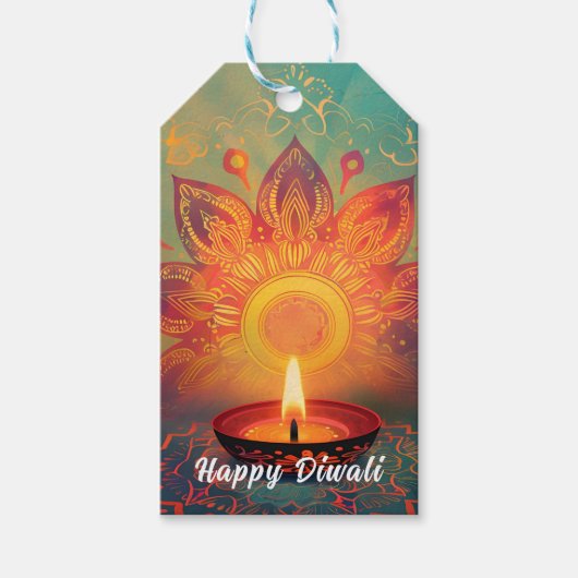 Aangepaste tekst, Diwali Glow Label Cadeaulabel (Voorkant)