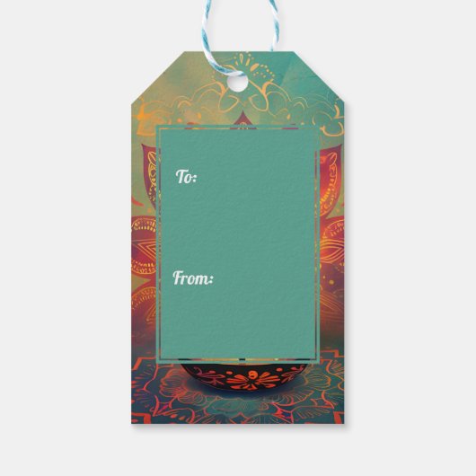 Aangepaste tekst, Diwali Glow Label Cadeaulabel (Achterkant)