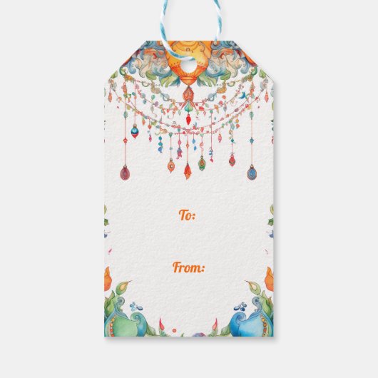 Aangepaste tekst, Diwali Harmony Label Cadeaulabel (Achterkant)