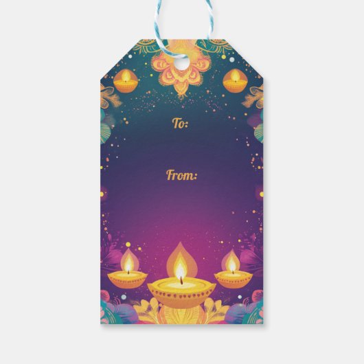 Aangepaste tekst, Diwali Harmony – Light & Joy Cadeaulabel (Achterkant)