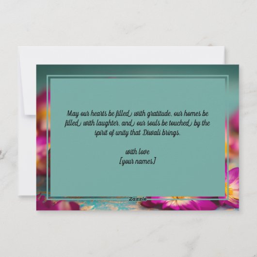 Aangepaste tekst, Diwali Luminous Traditions Feestdagenkaart (Achterkant)