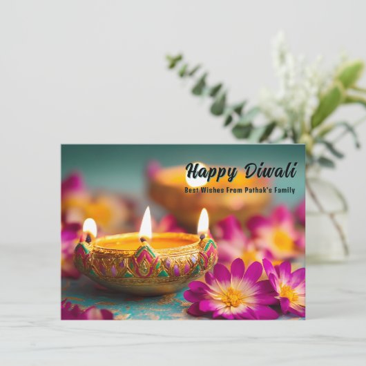 Aangepaste tekst, Diwali Luminous Traditions Feestdagenkaart (Staand voorkant)