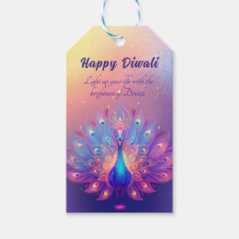 Aangepaste tekst, Diwali Peacock Splendor Cadeaulabel