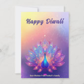 Aangepaste tekst, Diwali Peacock Splendor Feestdagenkaart (Voorkant)