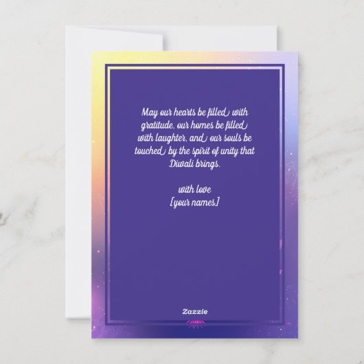 Aangepaste tekst, Diwali Peacock Splendor Feestdagenkaart (Achterkant)