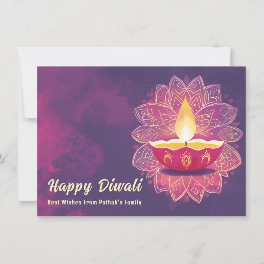 Aangepaste tekst, Diwali Radiant Blossoms Feestdagenkaart (Voorkant)
