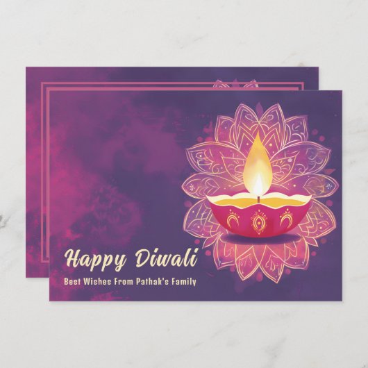 Aangepaste tekst, Diwali Radiant Blossoms Feestdagenkaart (Voorkant / Achterkant)