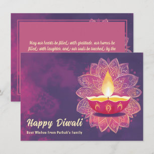 Aangepaste tekst, Diwali Radiant Blossoms Feestdagenkaart