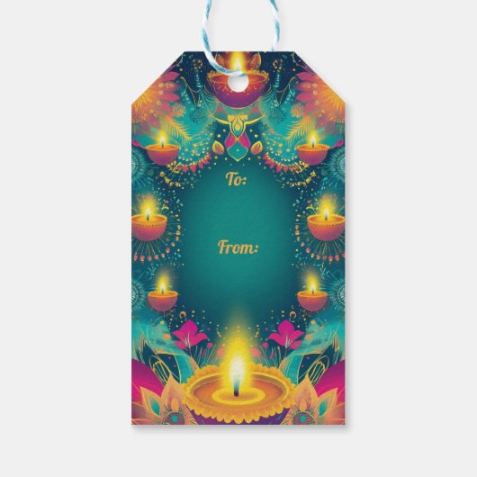 Aangepaste tekst, Diwali Serenity Label – Light &  Cadeaulabel (Achterkant)