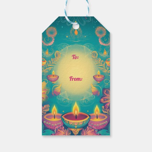 Aangepaste tekst, Diwali Spark Illuminate & Celebr Cadeaulabel (Achterkant)