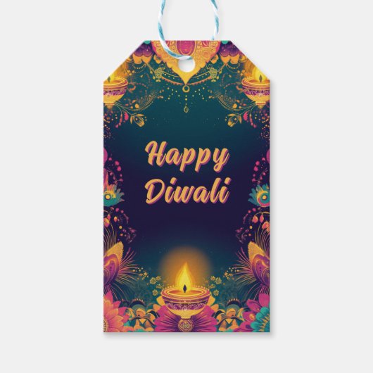 Aangepaste tekst, Diwali Splendor – Licht & Vieren Cadeaulabel (Voorkant)
