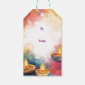 Aangepaste tekst, Diwali Waterverf Light & Celebra Cadeaulabel (Achterkant)