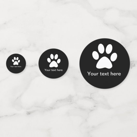 Aangepaste tekst dog paw confetti (Achterkanten)