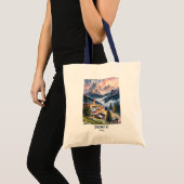 Aangepaste tekst Dolomieten Italië Landschap Aquar Tote Bag (Voorkant (product))